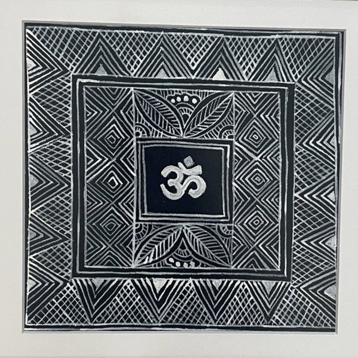 Aipan Painting 'Om'- Deep Blue