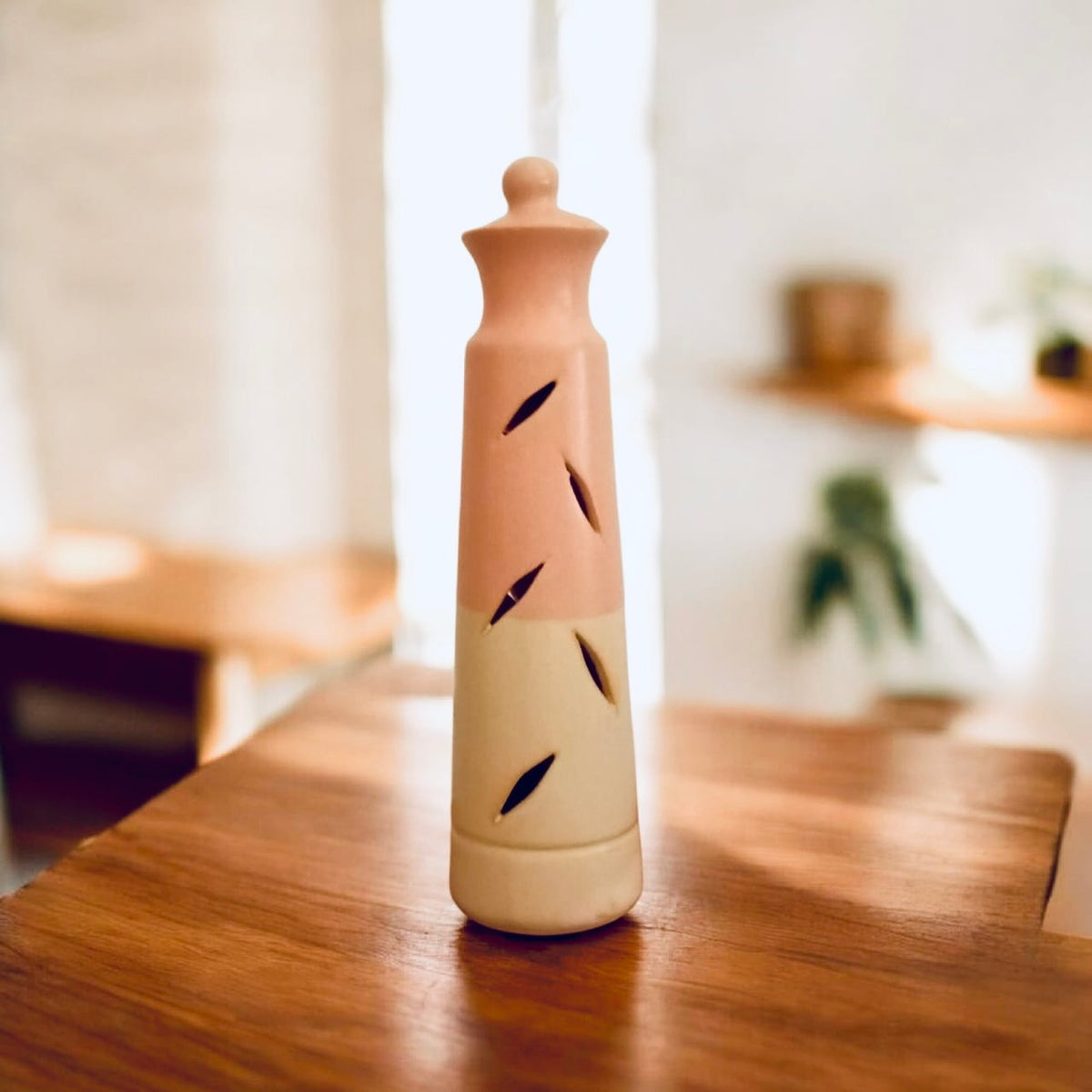 Tall Incense Stick Holder- Pink & Beige