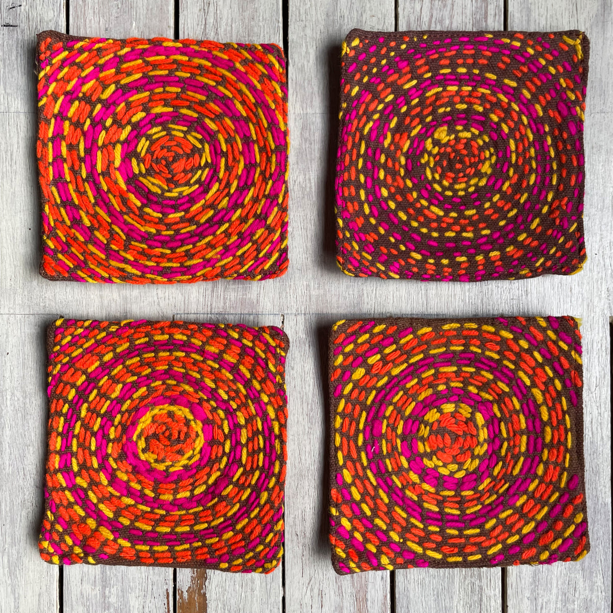 Cotton Coasters- Set of 4 (Hand Sewn)