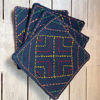 Indigo Cotton Coasters- Set of 4 (Hand Sewn)