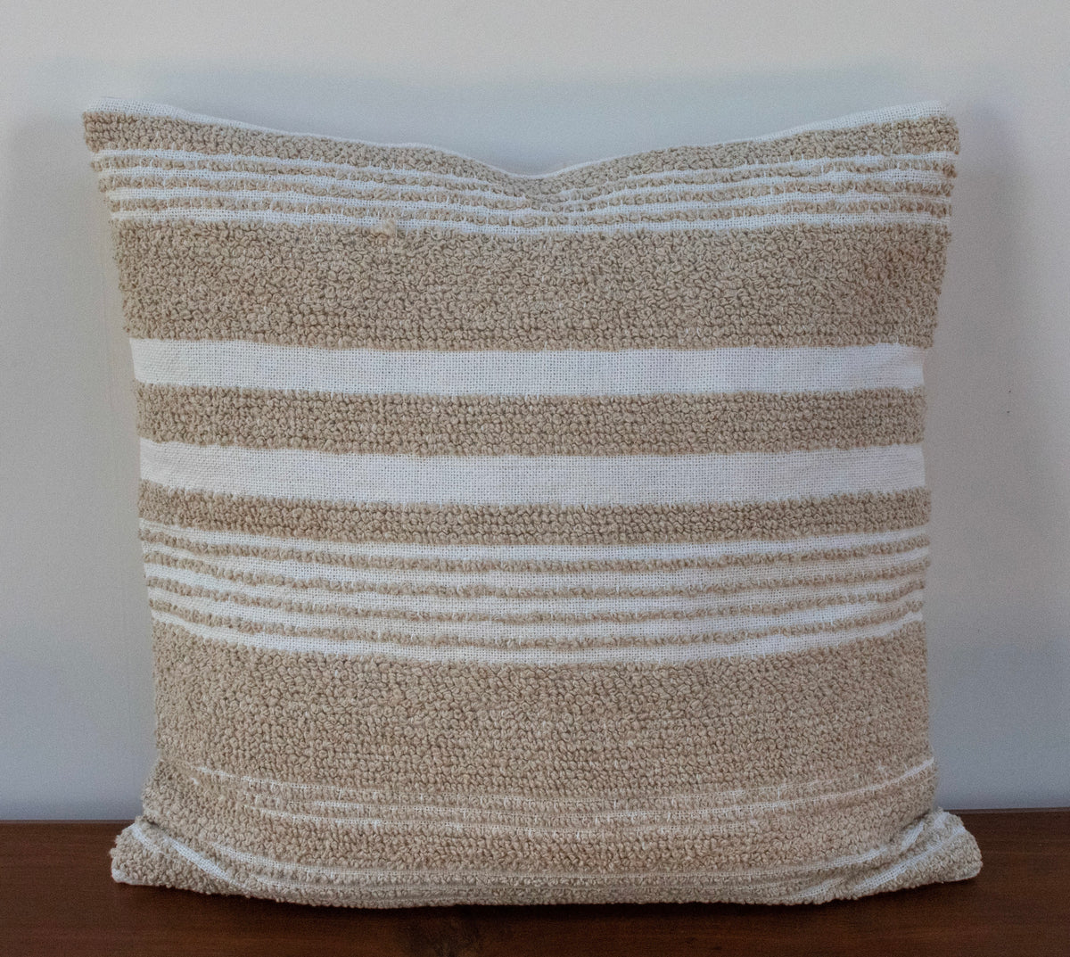 White and Beige Stripes Cushion Cover