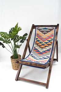 Sling Chair - Antique Dark with Kaleidoscope Fabric Seat