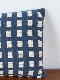 Blue White Checkers Cushion Cover
