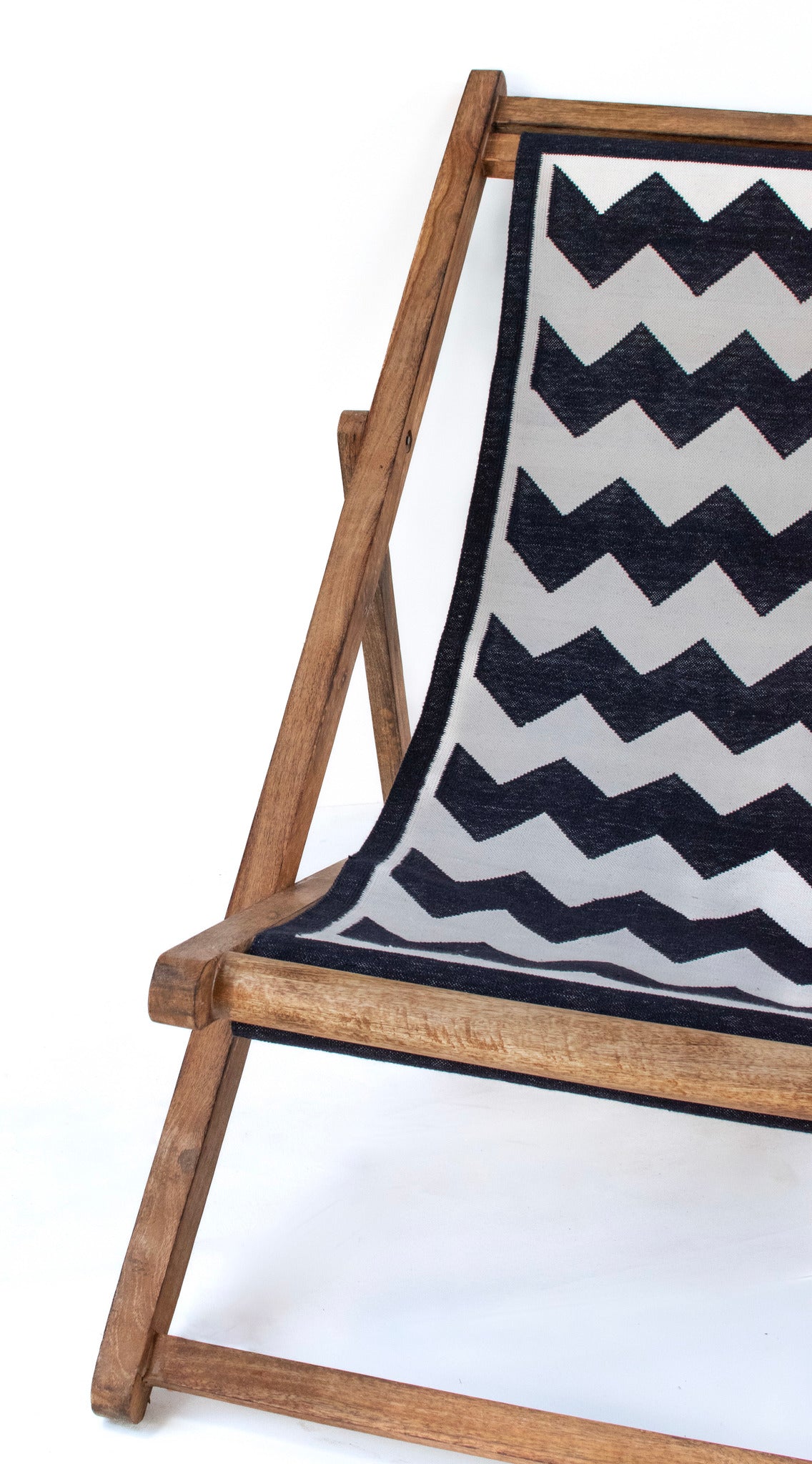 Sling Chair - Rustic Warm Finish with Retro Fabric Seat
